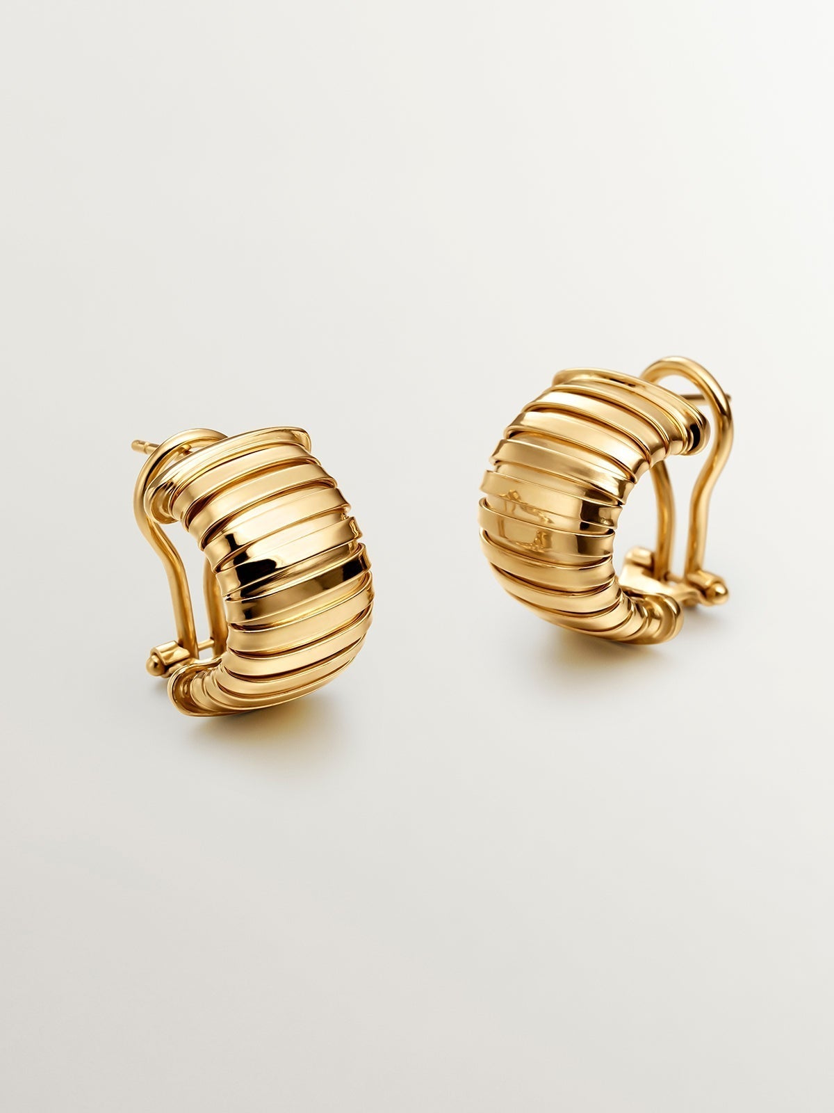 Pendientes tubogas de plata 925 bañada en oro amarillo de 18K