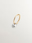 Pendiente de aro individual de oro blanco y amarillo de 9K con calabrote