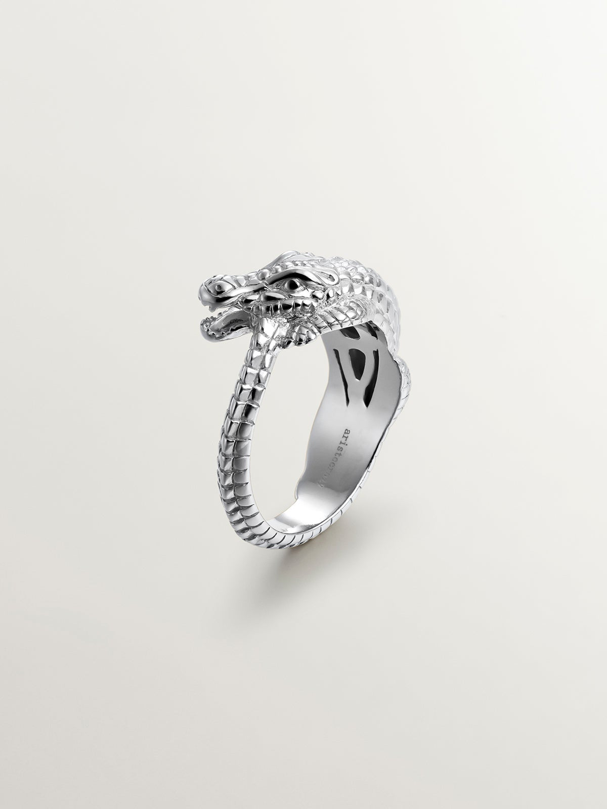 Anillo de plata 925 con forma de cocodrilo