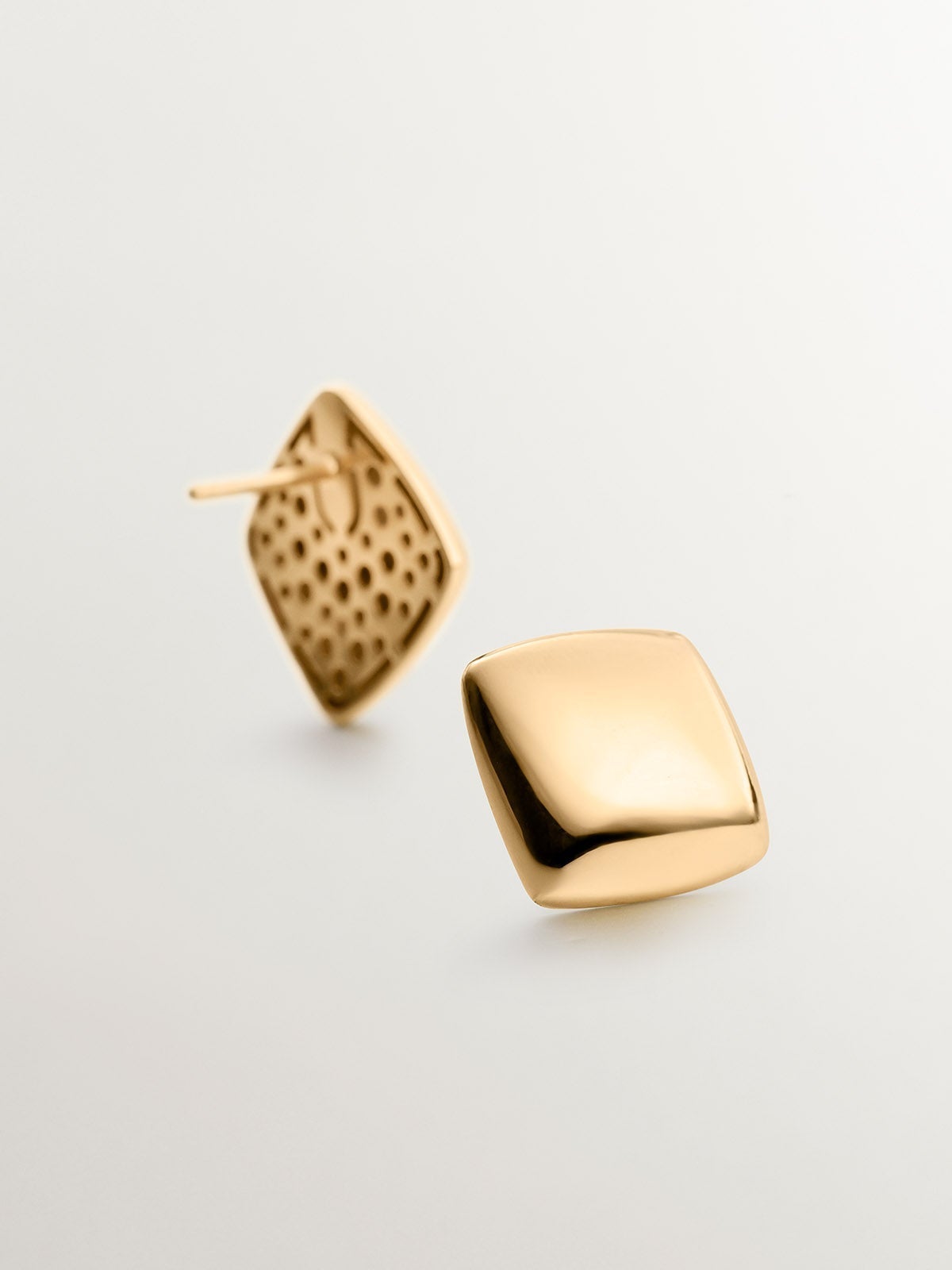 Pendientes de plata 925 bañada en oro amarillo de 18K con forma cuadrada