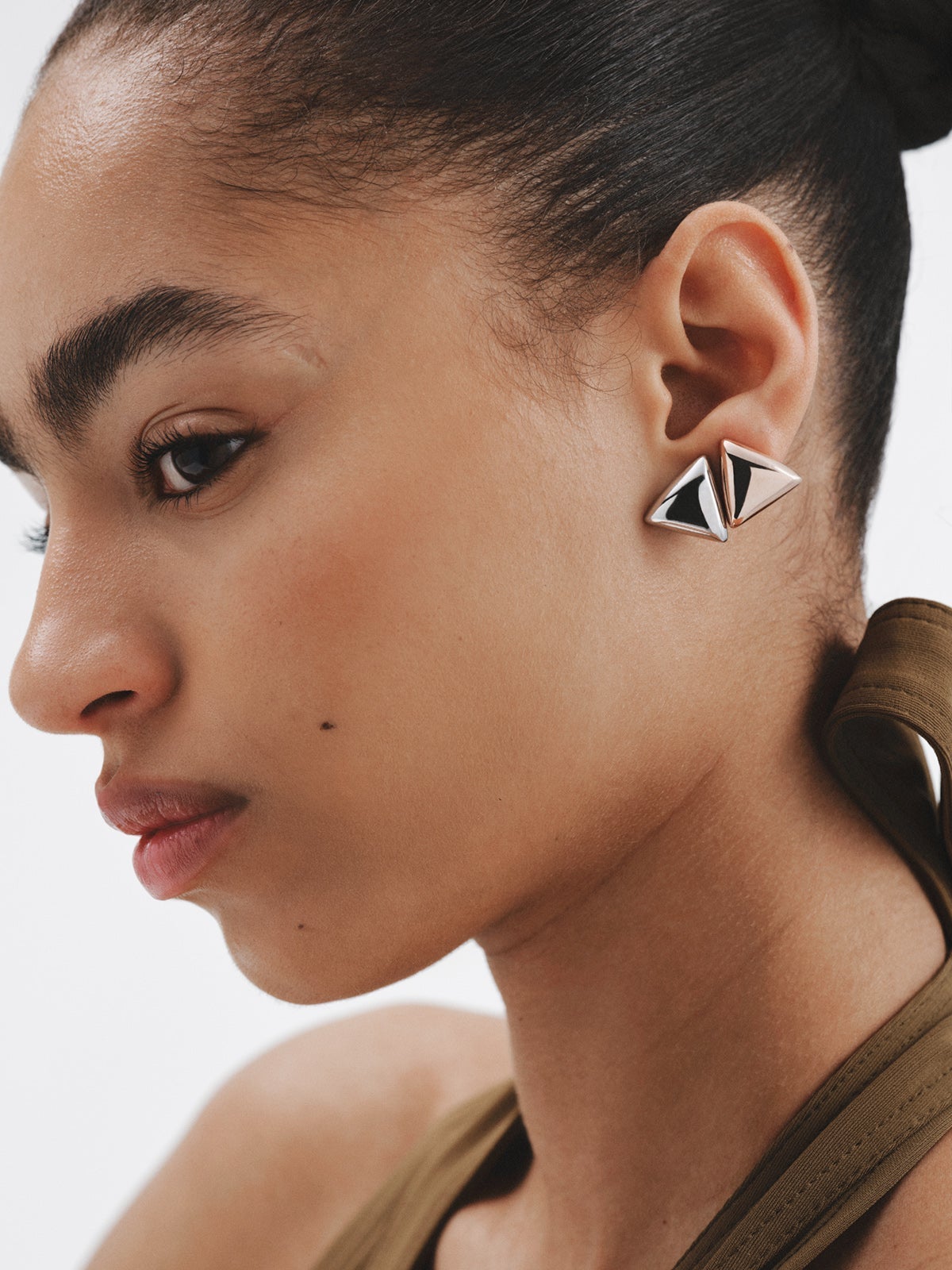 Pendientes de plata 925 bañada en oro rosa de 18K con forma triangular