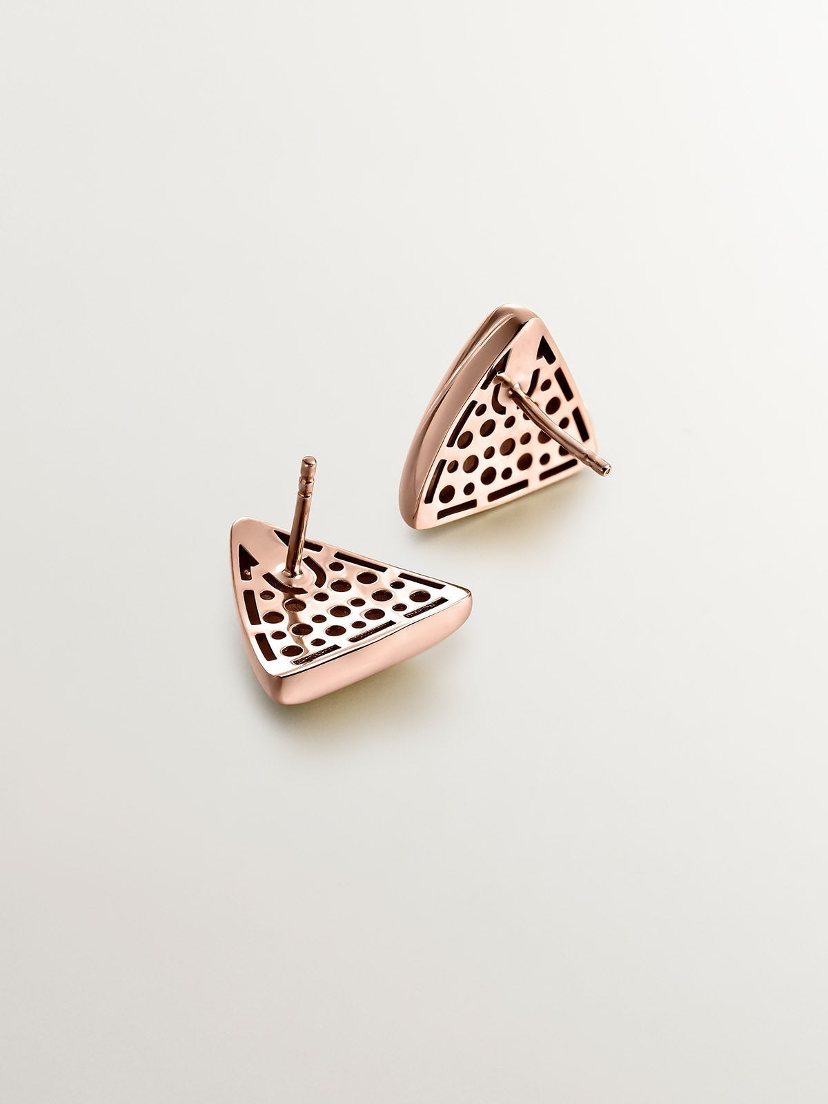Pendientes de plata 925 bañada en oro rosa de 18K con forma triangular