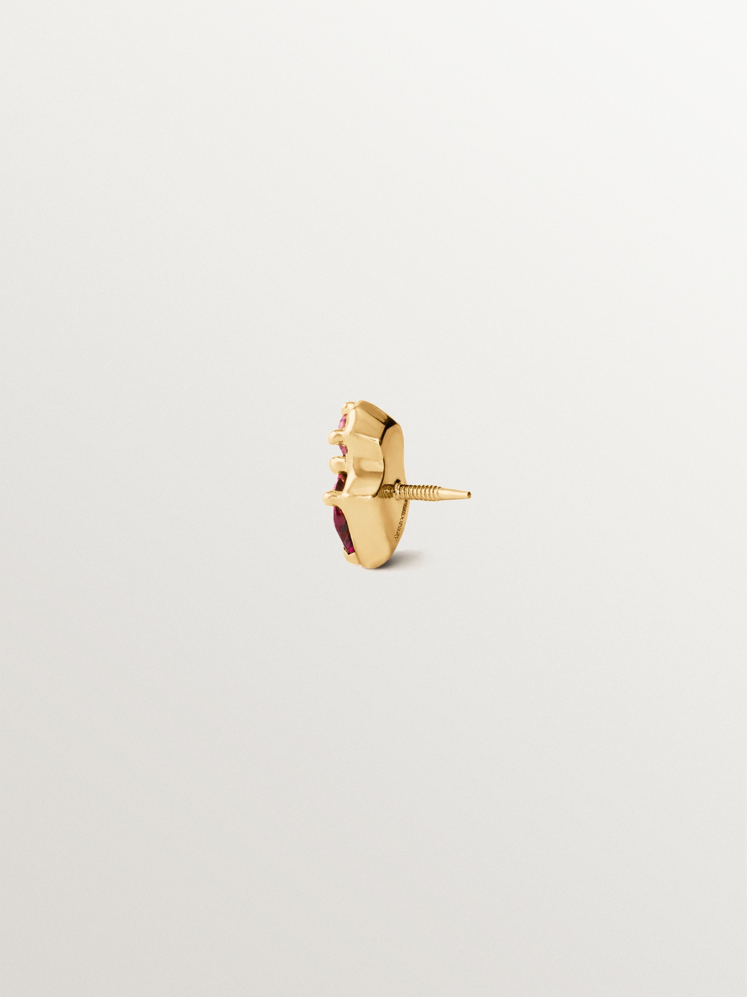 Piercing de oro amarillo de 18K con rodolita en talla pera y amatista en talla brillante