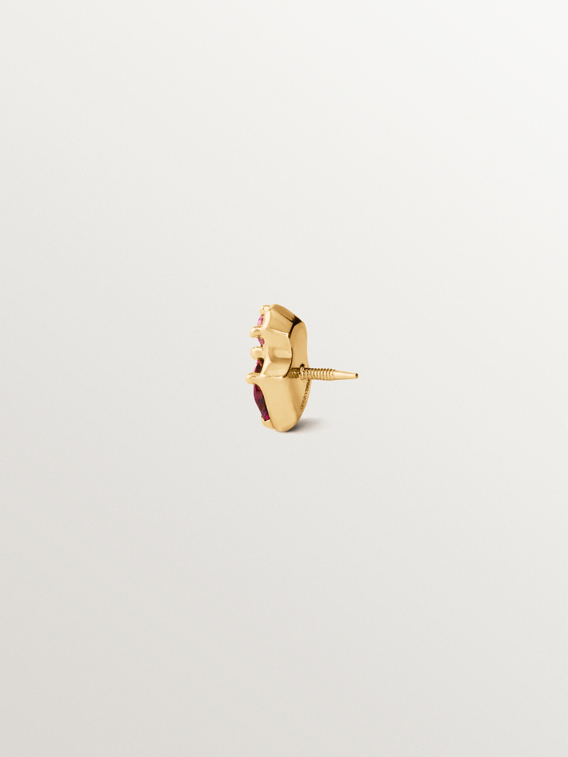 18K yellow gold piercing with pear-cut rhodolite and brilliant-cut amethyst