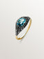 Anillo de oro blanco y amarillo de 9K con topacio azul y diamantes