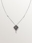 Collar de oro blanco de 9K con forma de rombo y diamantes