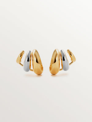 Pendientes trepadores de plata 925 bañada en rodio y oro amarillo de 18K