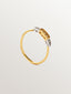 Anillo de oro blanco y amarillo de 18K con pavé de diamantes en talla brillante