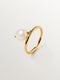 Anillo  con perla colgante de plata 925 bañada en oro de 18K