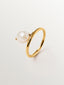 Anillo  con perla colgante de plata 925 bañada en oro de 18K
