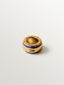 Charm con inicial V de plata 925 bañada en oro amarillo de 18K y esmalte azul con forma circular