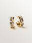 Pendientes de aro de plata 925 bañada en rodio y oro amarillo de 18K con pavé de topacios blancos
