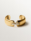 Pulsera rígida de plata 925 bañada en oro amarillo de 18K con pavé de espinelas negras