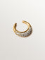 Pendiente individual de plata 925 bañada en oro amarillo de 18K con pavé de topacios blancos