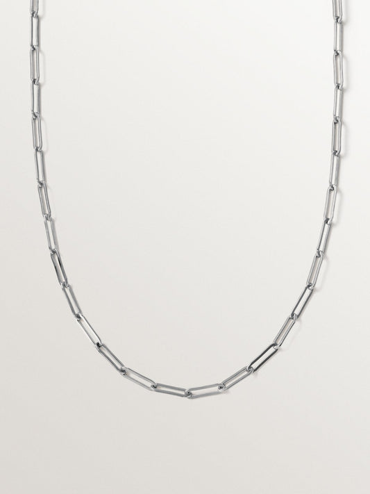 Cadena eslabón rectangular 65 cm de plata 925 rodiada