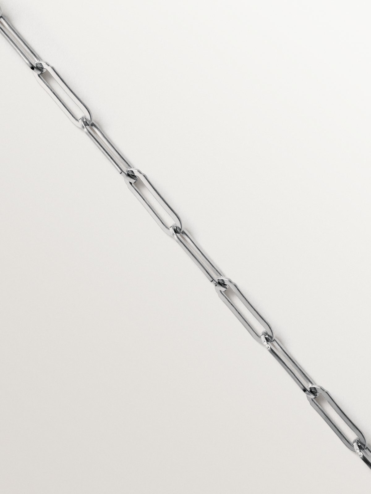 Cadena eslabón rectangular 65 cm de plata 925 rodiada