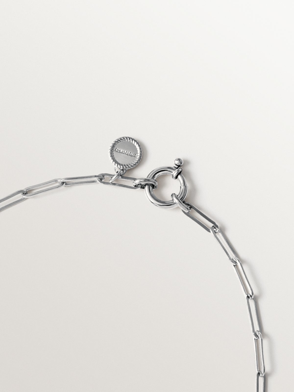 Cadena eslabón rectangular 65 cm de plata 925 rodiada