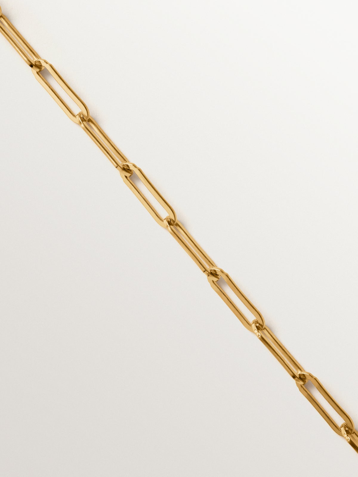 Cadena eslabón rectangular 65 cm de plata 925 bañada en oro de 18K