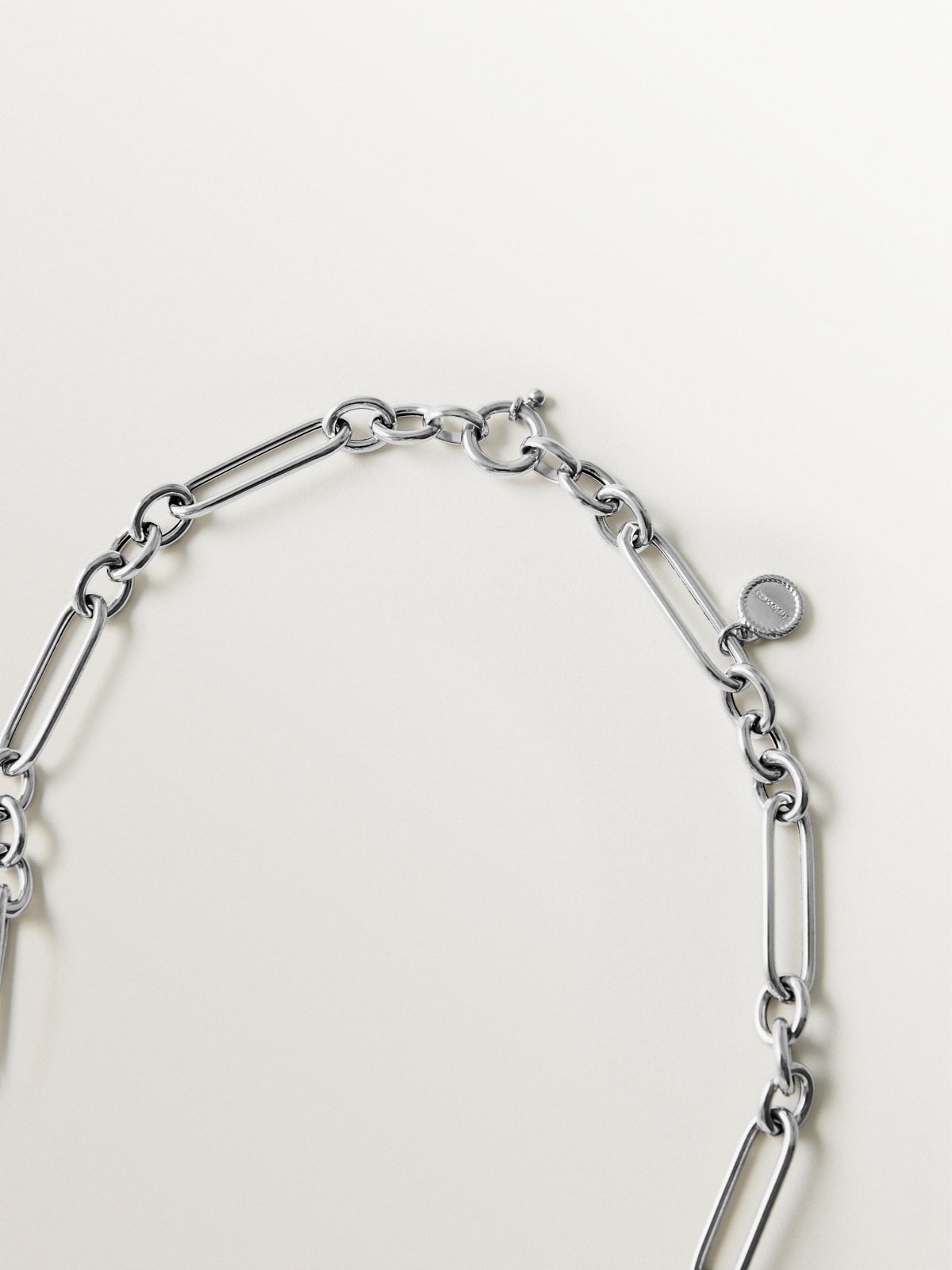Cadena eslabón mixto 80 cm de plata 925 rodiada