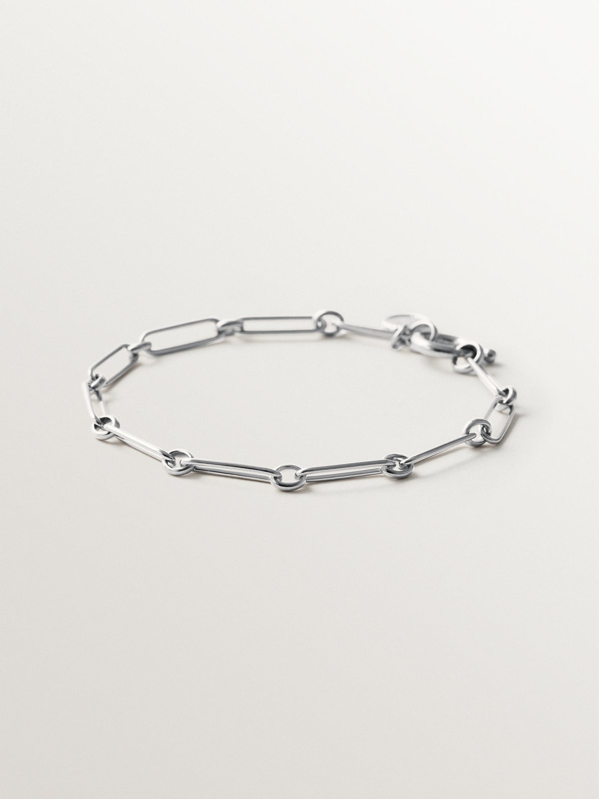 Pulsera de eslabón combinado 17 cm en plata 925 rodiada