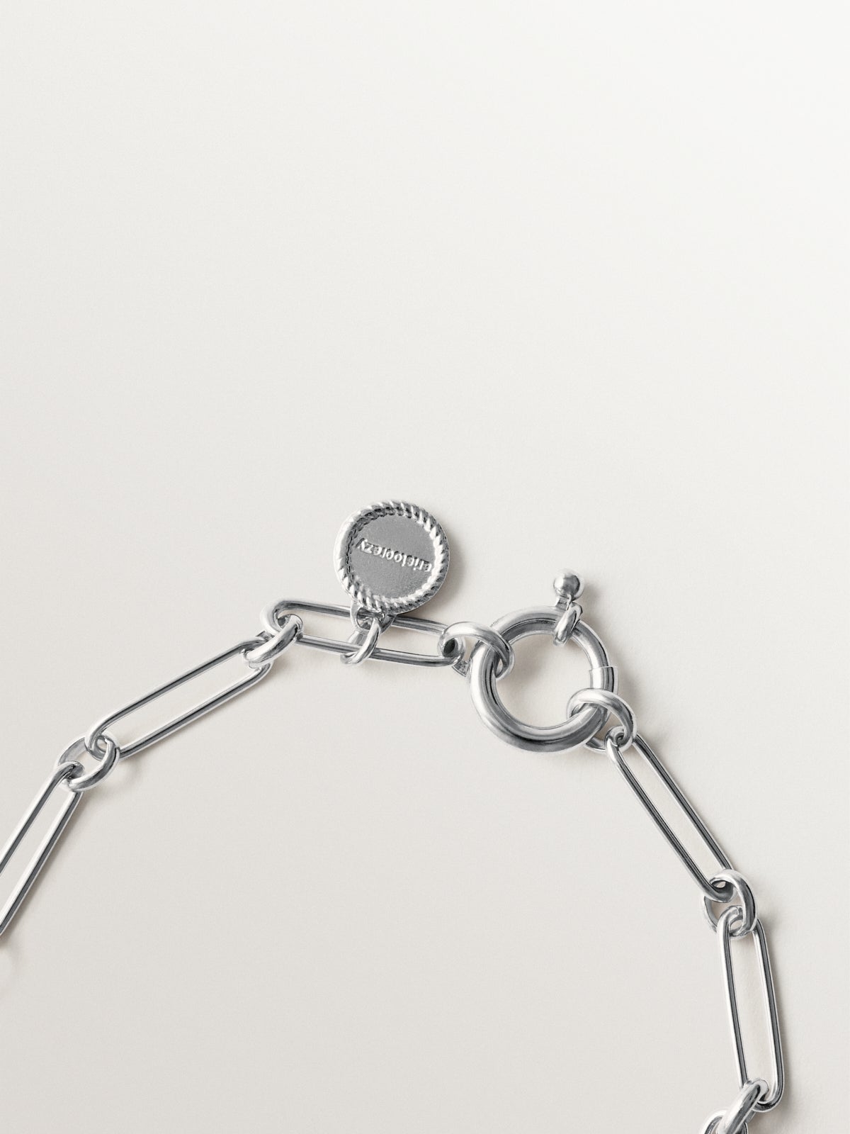 Pulsera de eslabón combinado 17 cm en plata 925 rodiada
