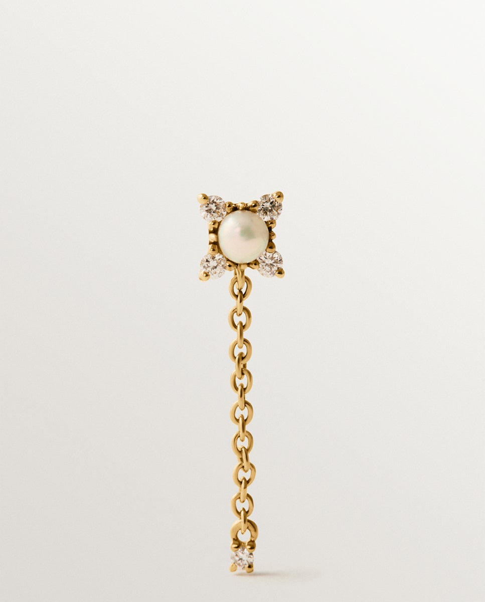 Piercing de oro amarillo de 9K con perla y diamantes