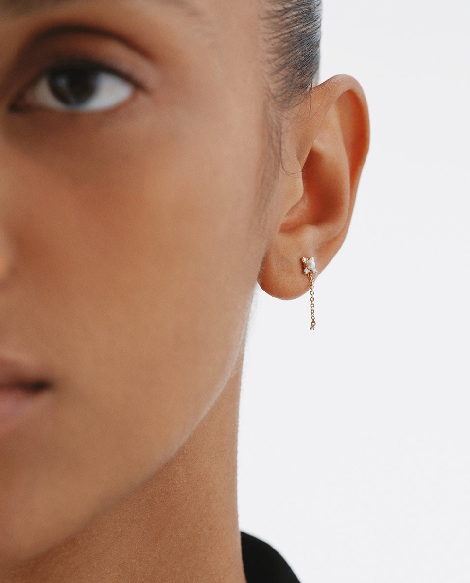 Piercing de oro amarillo de 9K con perla y diamantes
