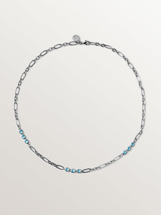 Collar de plata 925 con topacios azul sky