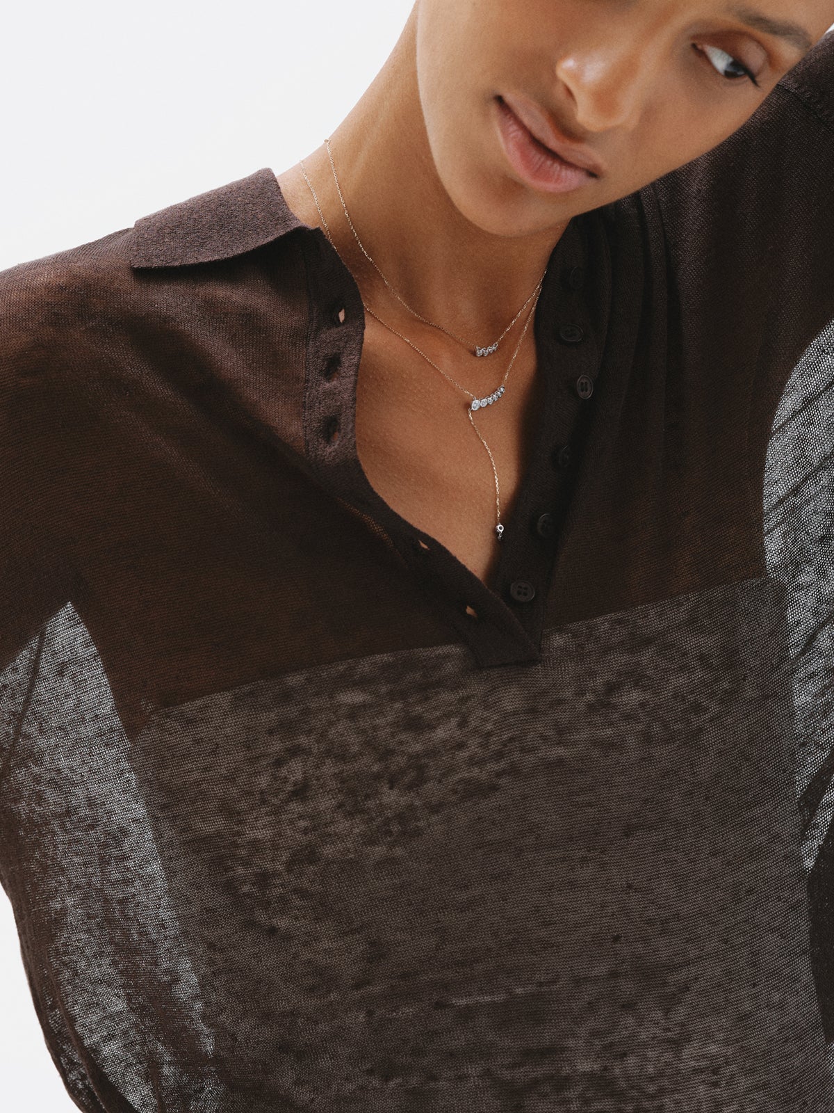 Collar de oro blanco y amarillo de 9K con diamantes