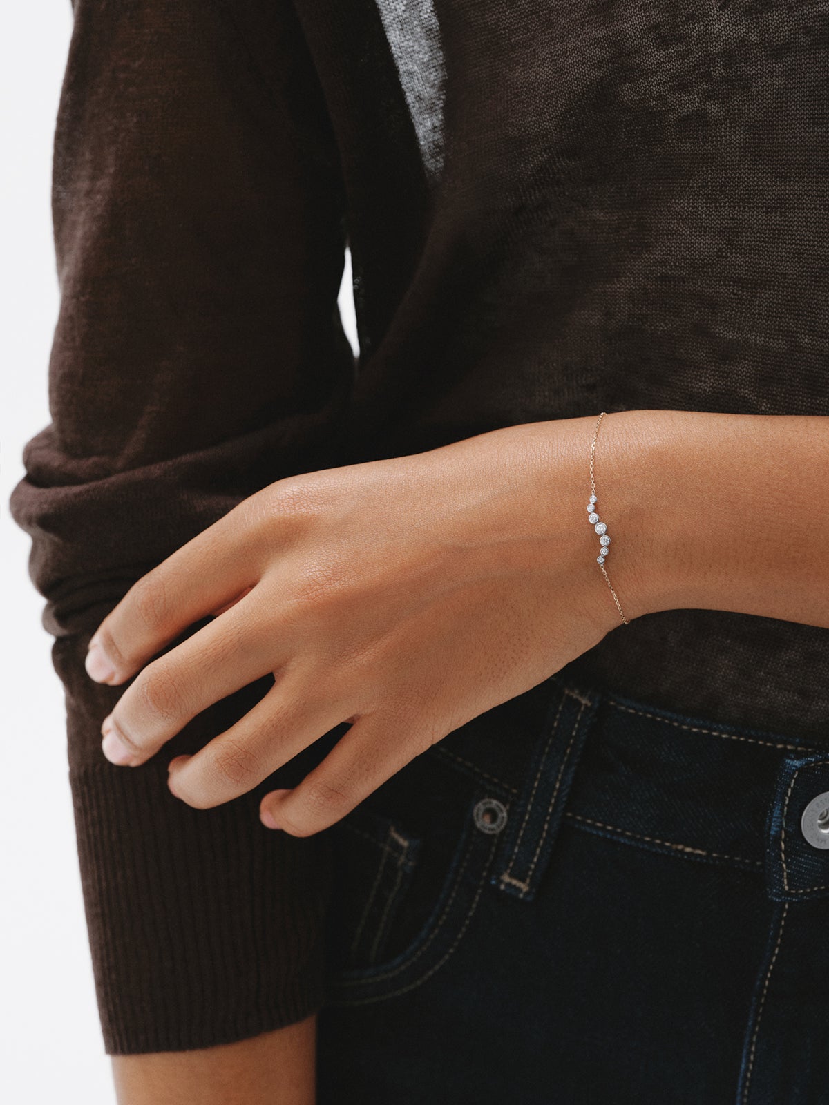 Pulsera de oro blanco y amarillo de 9K con diamantes