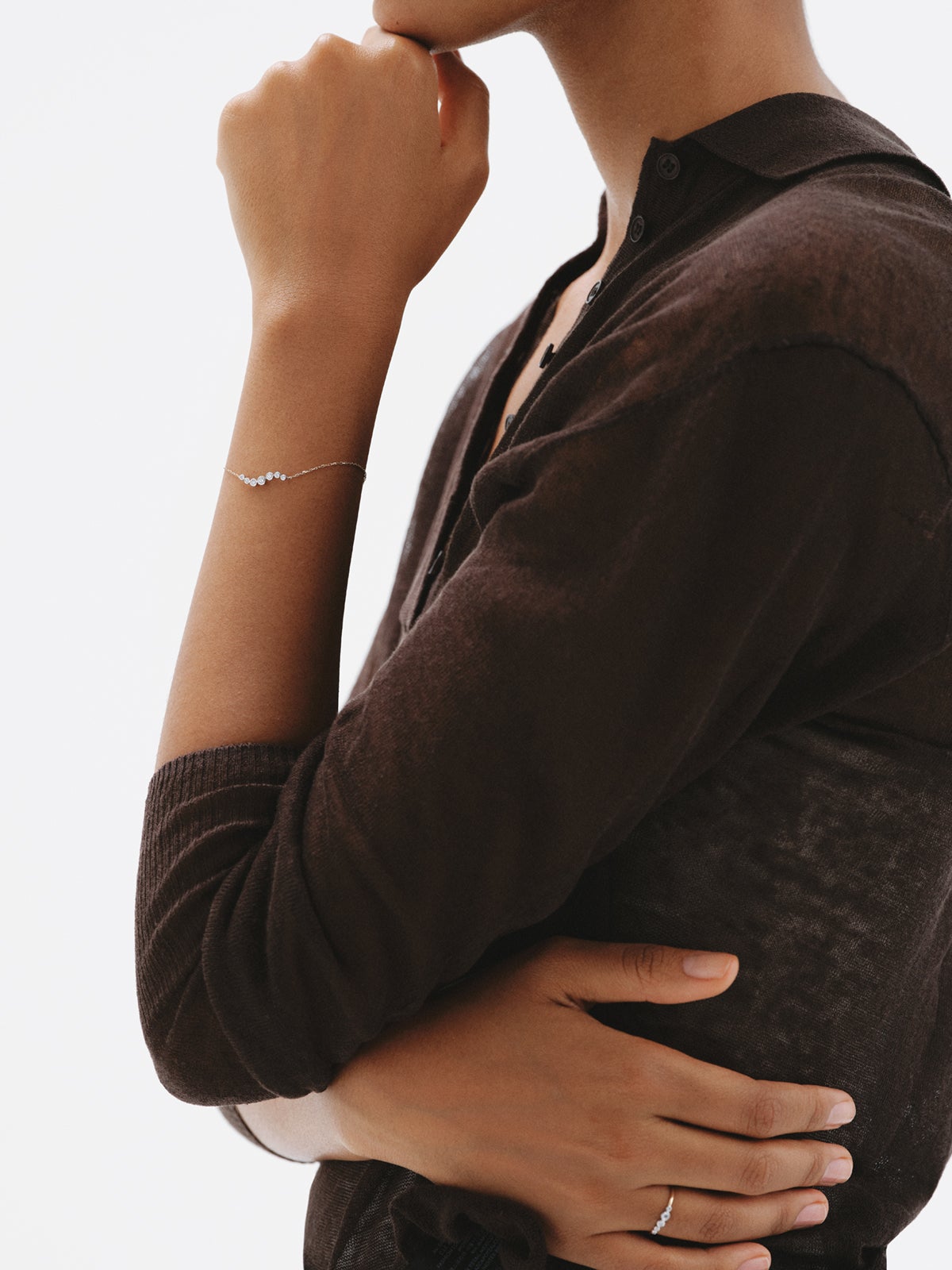 Pulsera de oro blanco y amarillo de 9K con diamantes