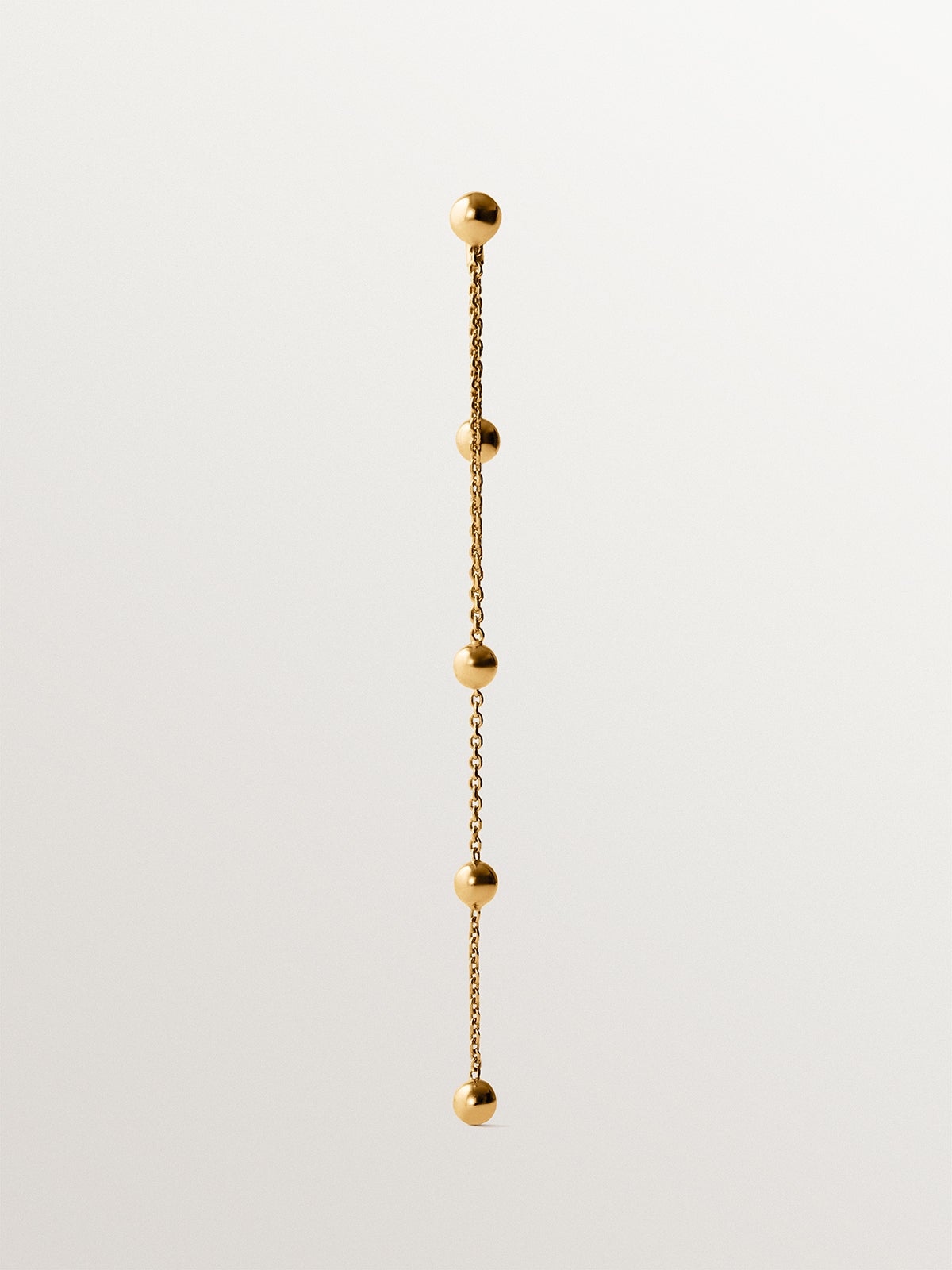 Pendiente colgante individual de plata 925 bañada en oro amarillo de 18K con esferas