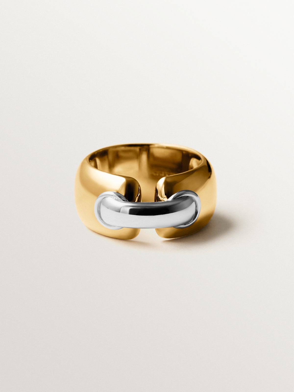 Anillo de plata 925 bañada en rodio y oro amarillo de 18K