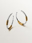 Pendientes de aro de plata 925 bañada en rodio y oro amarillo de 18K con pavé de topacios blancos