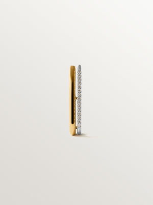 Pendiente individual de oro blanco y amarillo de 18K con diamantes