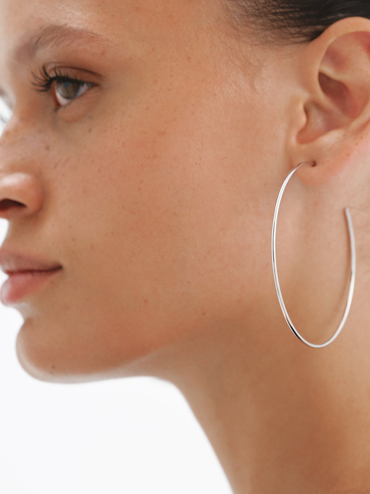 Bijoux Indiens Ethniques boucles d'oreilles créoles argent 925 fines simples 3,5 cm - Inde 003