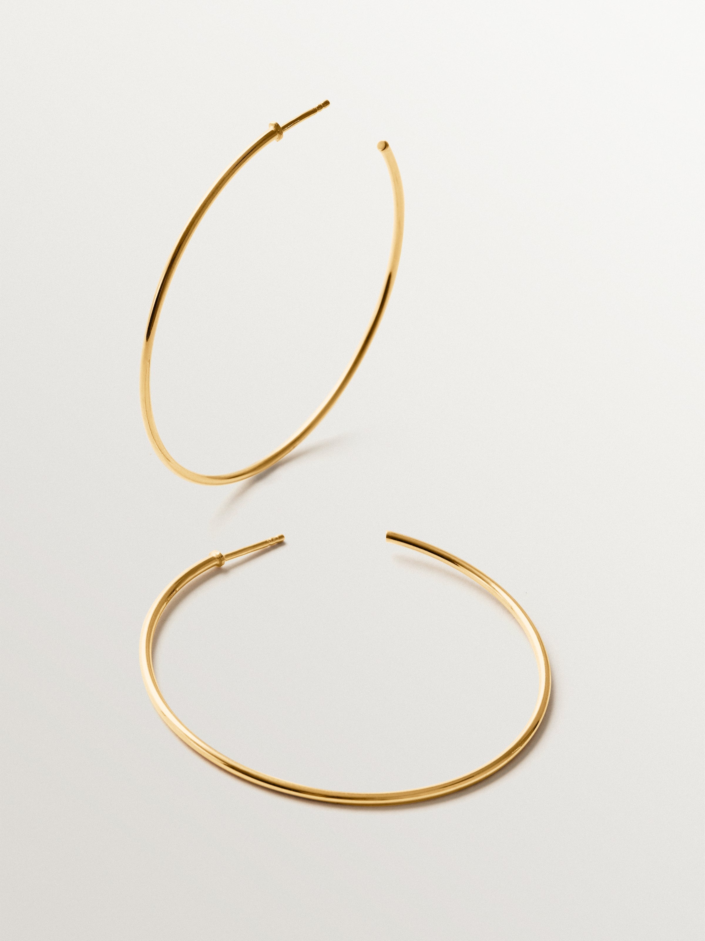 Pendientes de aro grandes de plata 925 bañada en oro de 18K