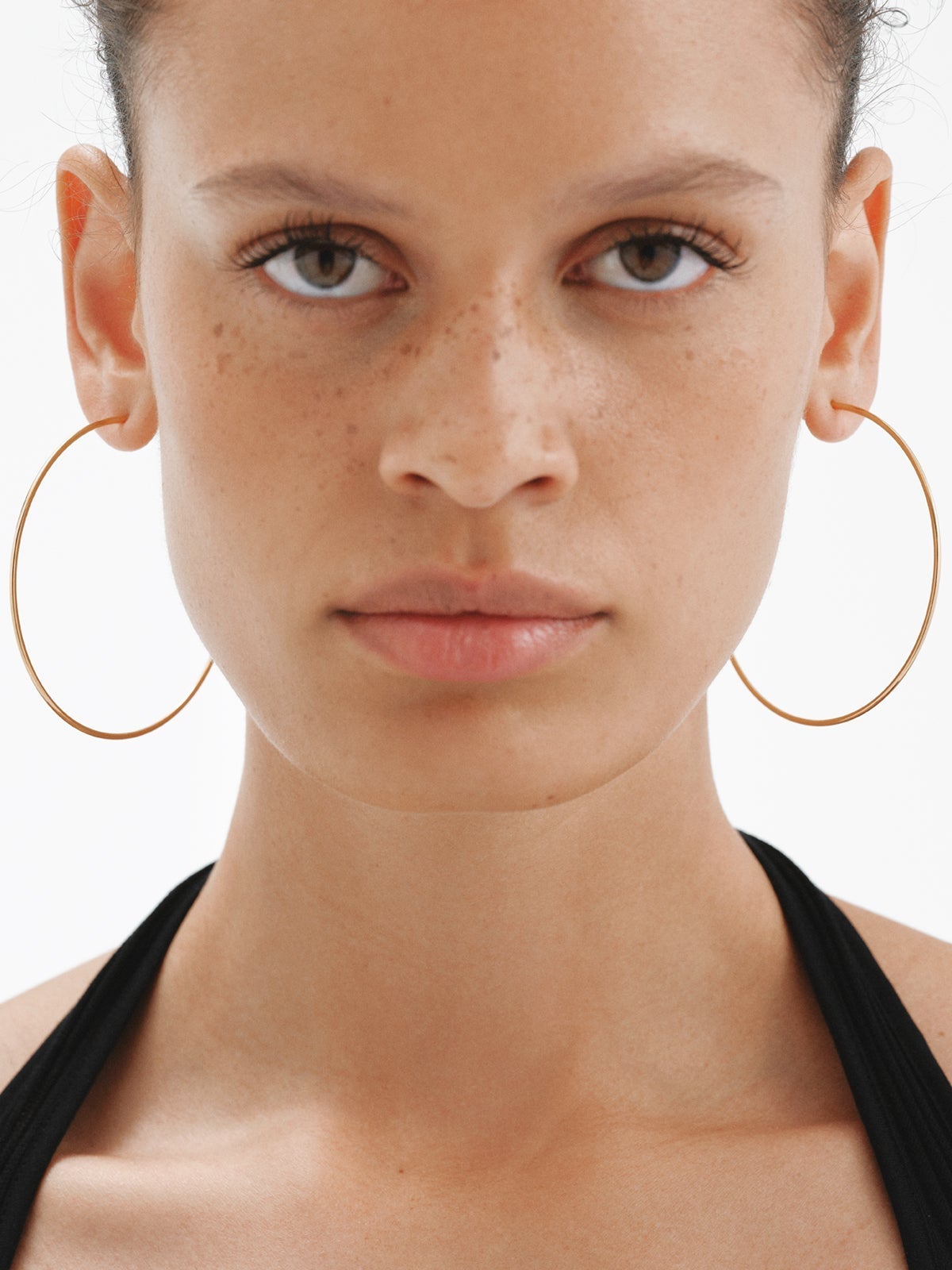 Pendientes de aro grandes de plata 925 bañada en oro de 18K