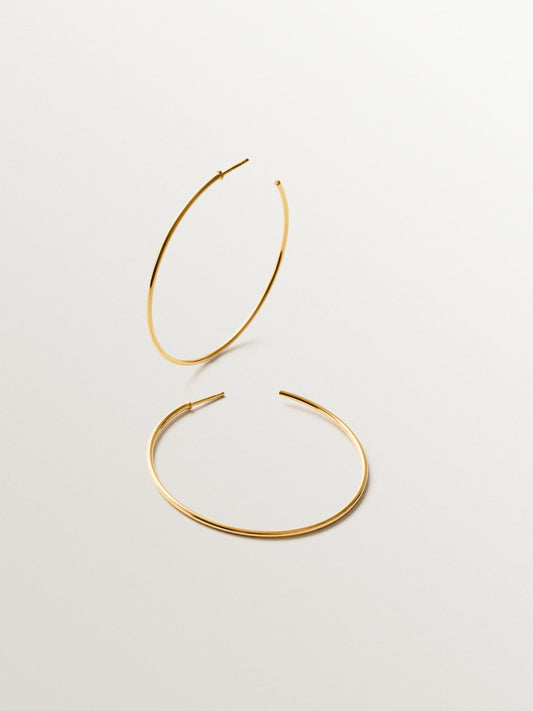 Pendientes de aro medianos de plata 925 bañada en oro de 18K