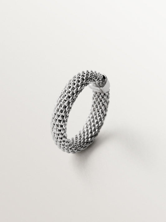 Anillo de plata 925 con textura de malla