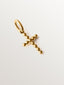 Charm de plata 925 bañada en oro amarillo de 18K con forma de cruz y motivos de esferas