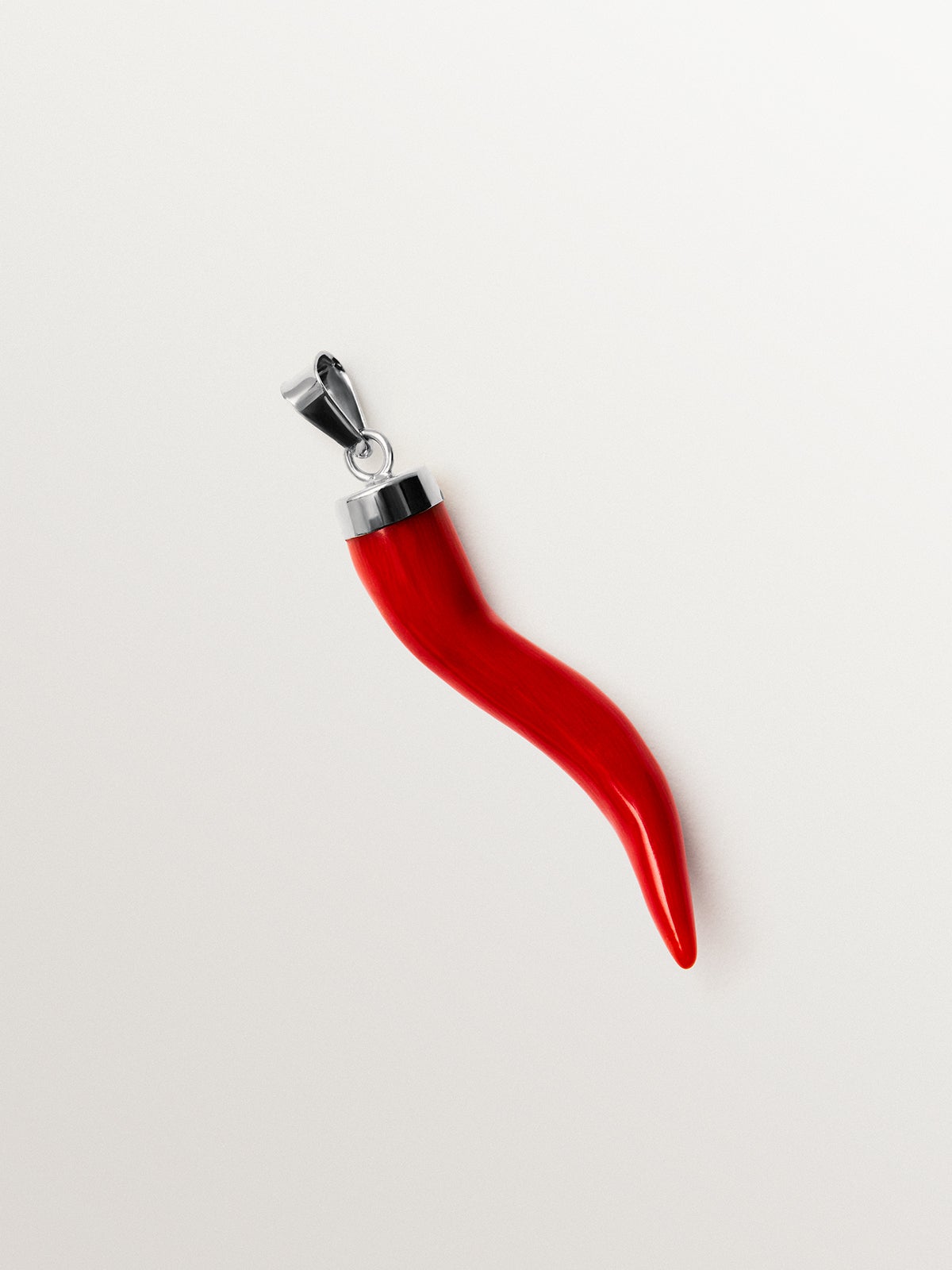 925 rhodium-plated silver charm with red coral