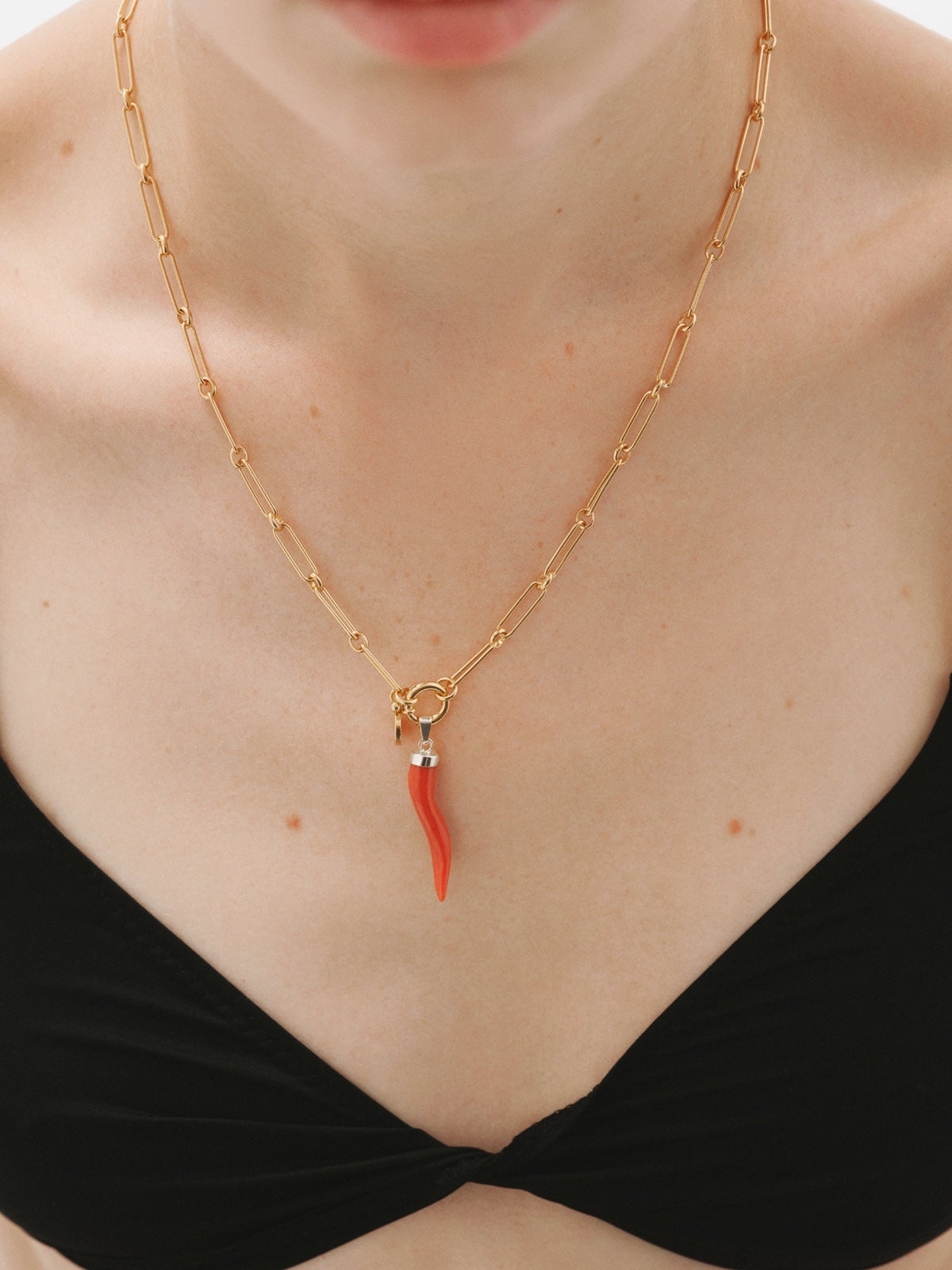 925 rhodium-plated silver charm with red coral