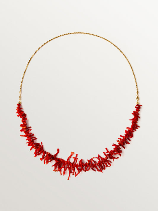 Collar de plata 925 bañada en oro de 18K con corales