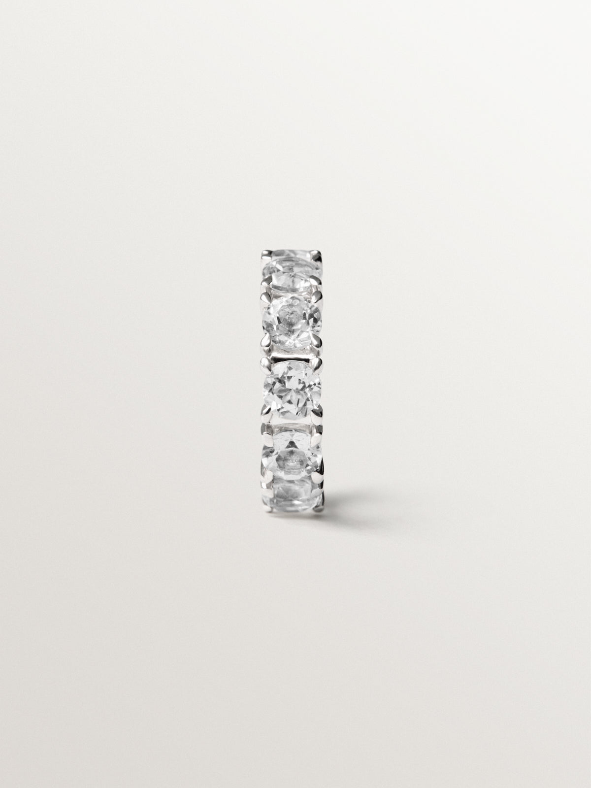 Thick 925 sterling silver earcuff pendant with white topaz stones