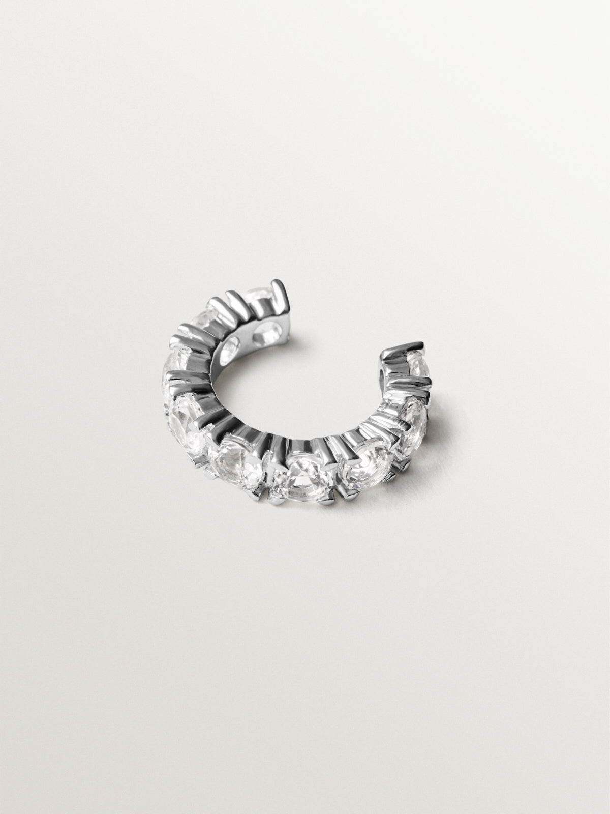 Pendentif manchette d'oreille épais en argent sterling 925 orné de topazes blanches