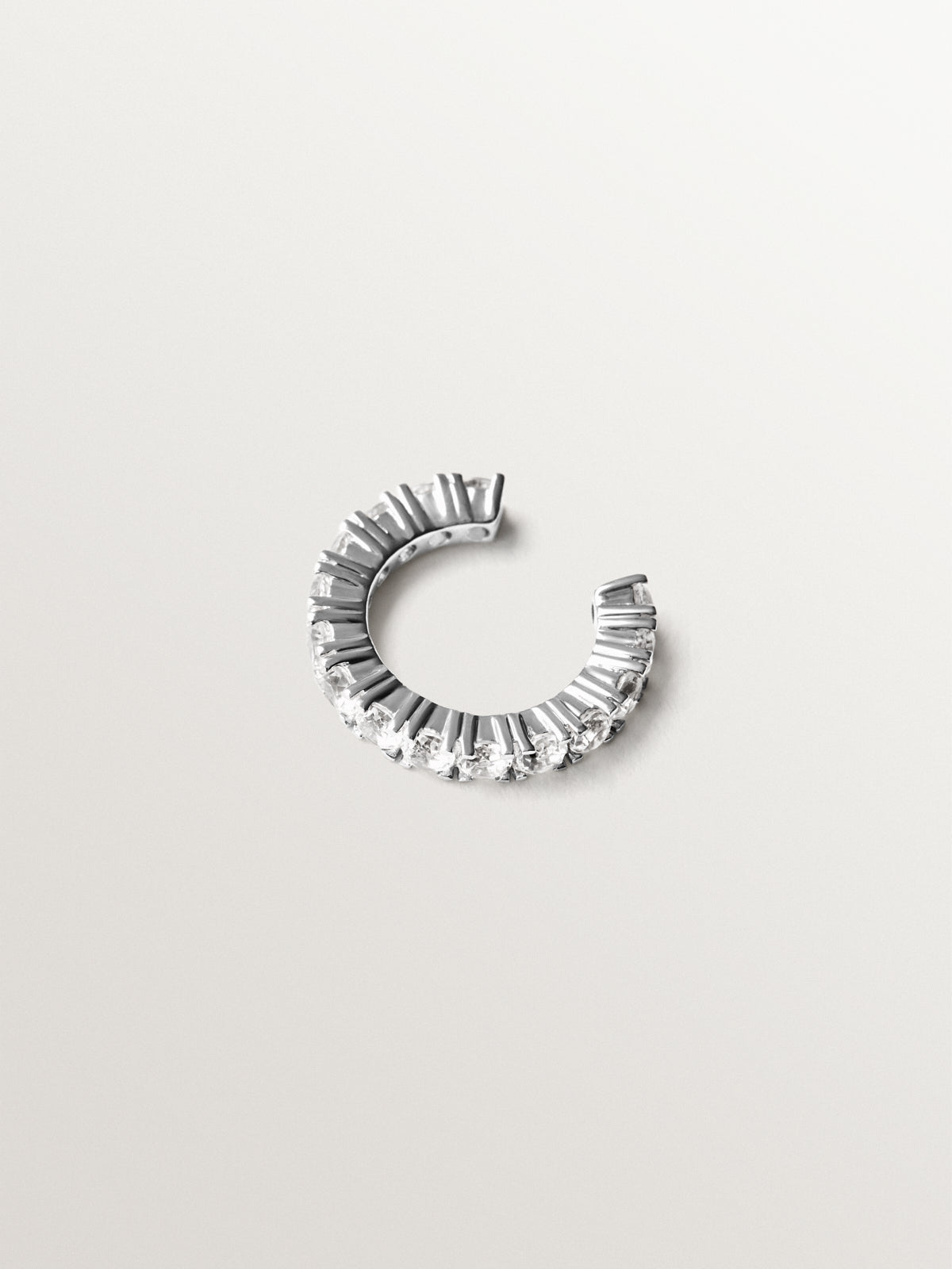 Pendentif manchette d'oreille en argent sterling 925 avec topazes blanches