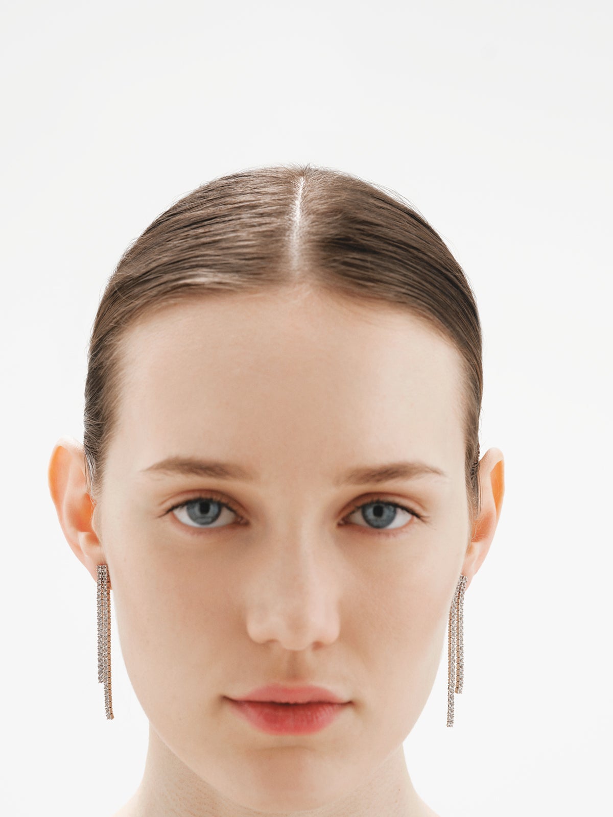 Pendientes largos de plata 925 con topacios blancos