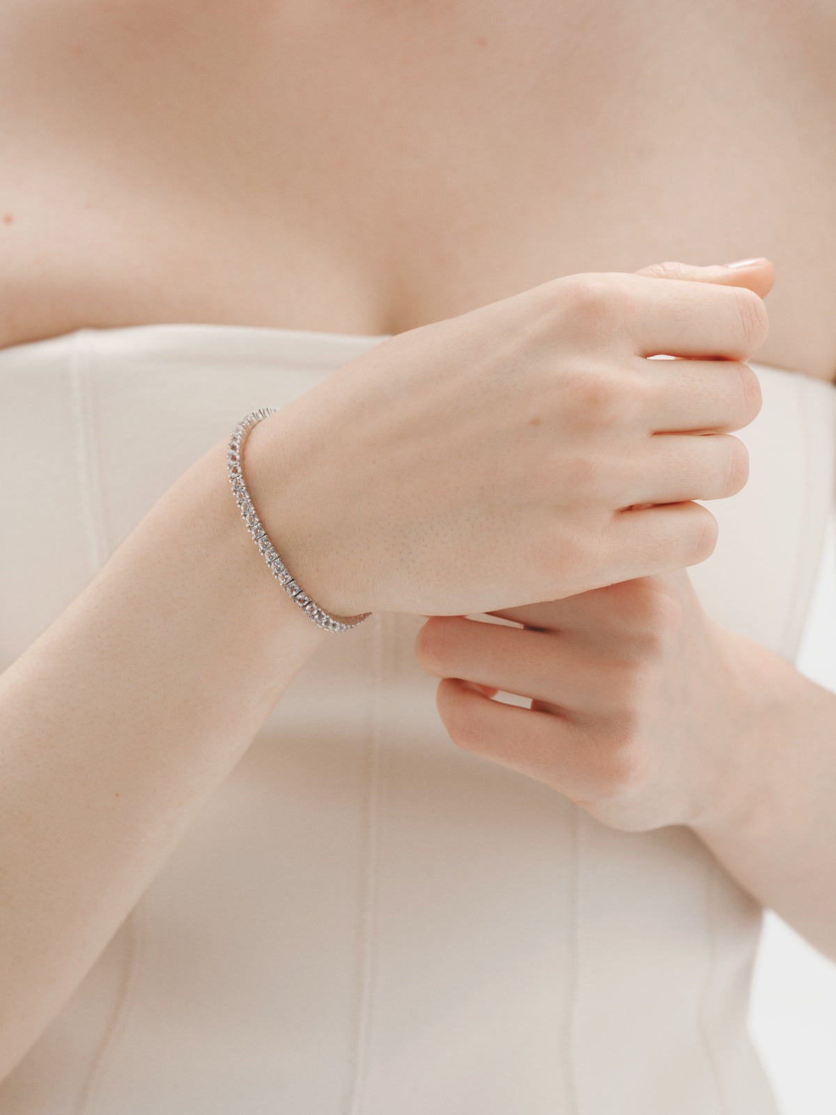 Pulsera rivière de plata 925 con topacios blancos