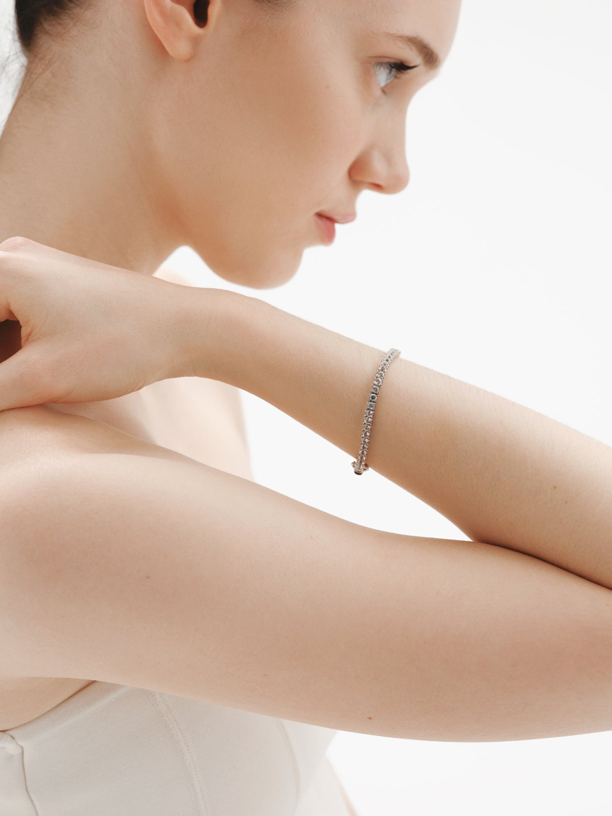 Pulsera rivière de plata 925 con topacios blancos